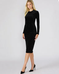 HAILEE STUDDED VELVET DRESS BLACK