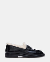 MADISON FAUX FUR BLACK LEATHER