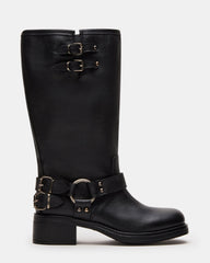 ASTOR BLACK LEATHER WIDE CALF