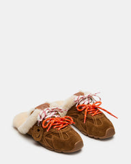 AZIEL MULE FAUX FUR CHESTNUT SUEDE