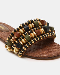 MARIKA BEADS BROWN RAFFIA