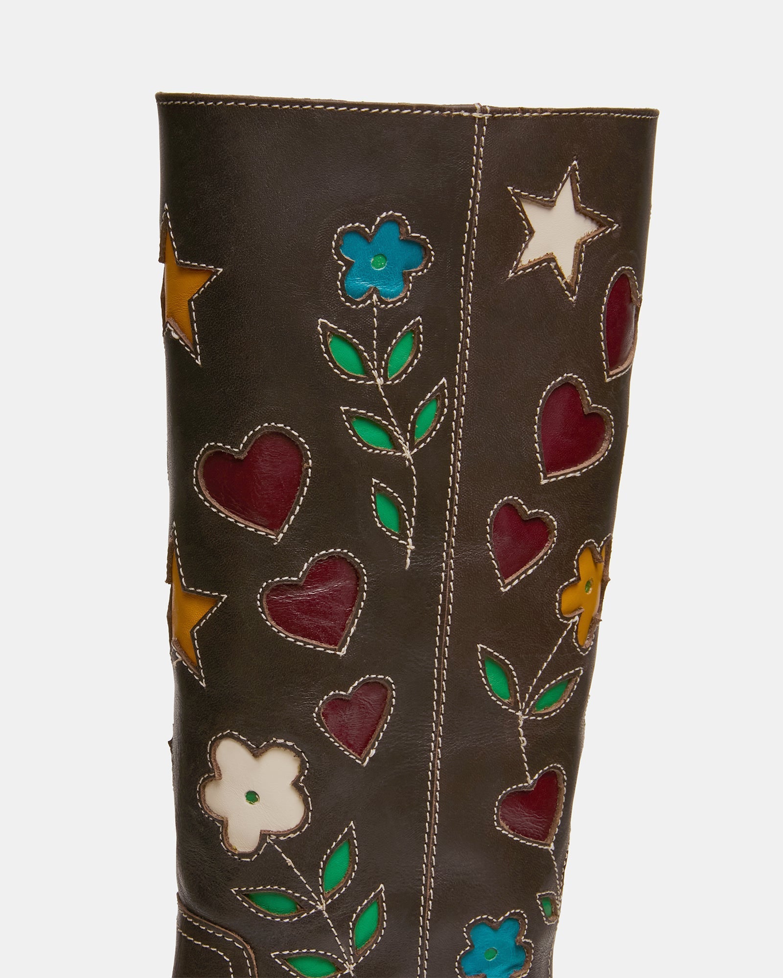 RIGGS FLORAL BROWN LEATHER